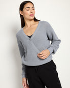 Heather Grey $|& Interval Surplice Wrap Sweater - SOF Front