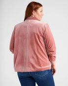 Dusty Rose $|& Skies Are Blue Ruched Sleeve Velvet Blazer - SOF Back