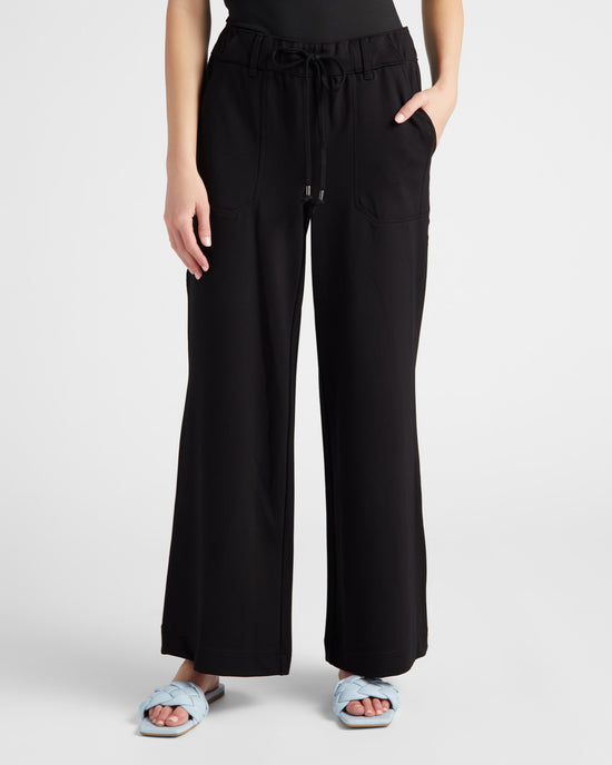 Black $|& Democracy Ableisure High Rise Ponte Wide Leg Pant - SOF Front