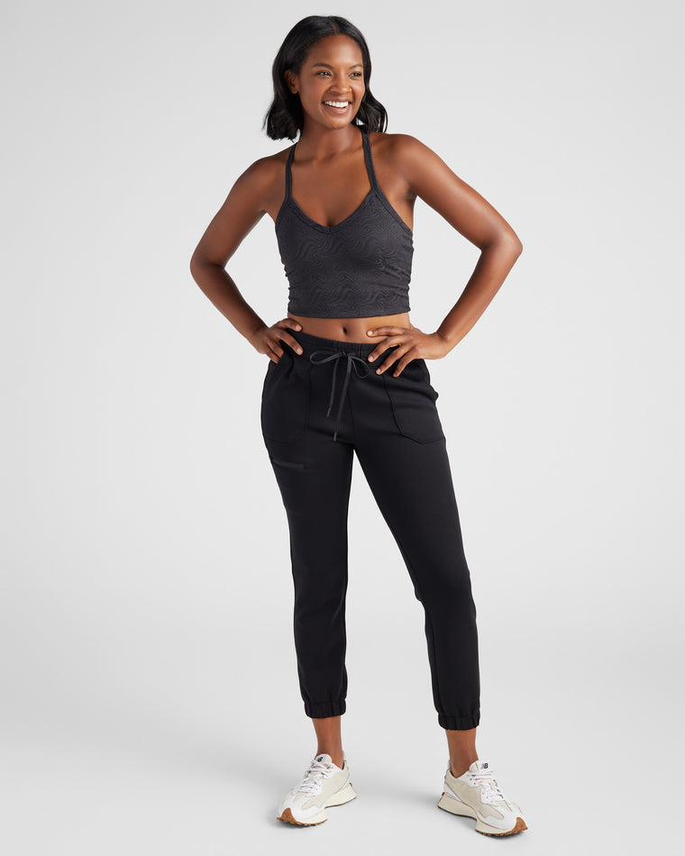 Black $|& Thrive Société Ellis Zip Pocket Jogger - SOF Full Front
