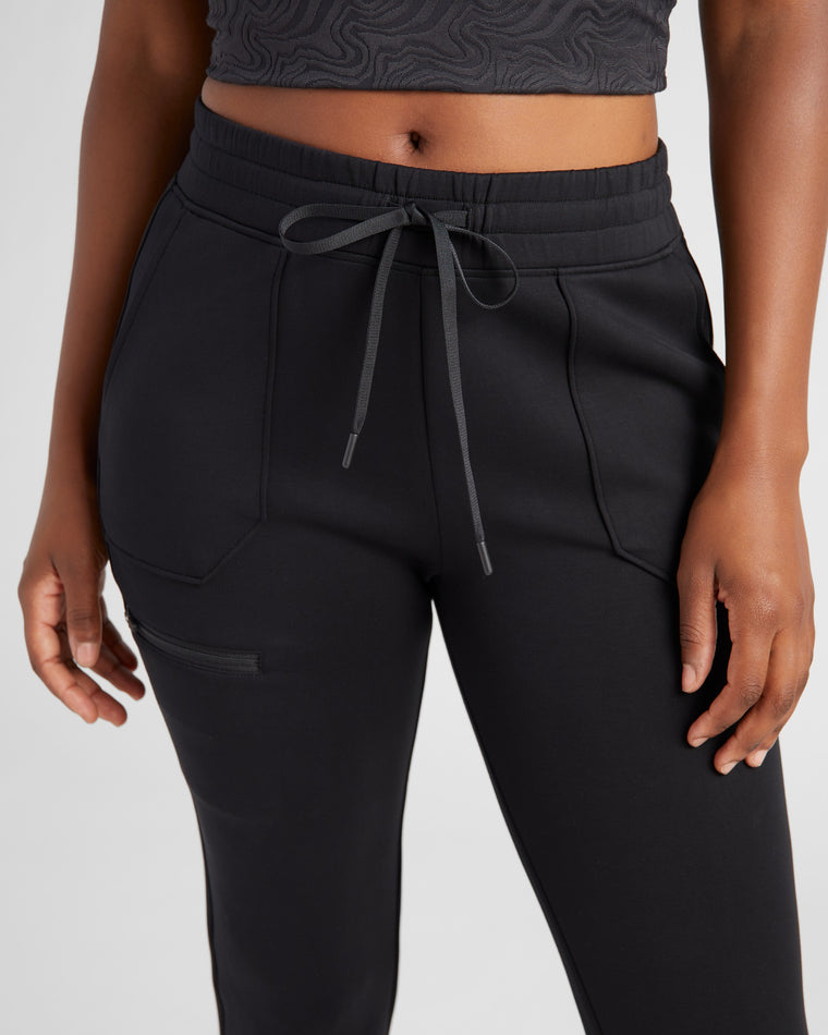 Black $|& Thrive Société Ellis Zip Pocket Jogger - SOF Detail