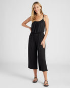 Black $|& Sunday Edition Cropped Spaghetti Strap Jumpsuit - SOF Front