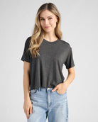 Antracita $|& SEAS Newport Cropped Tee - SOF Front