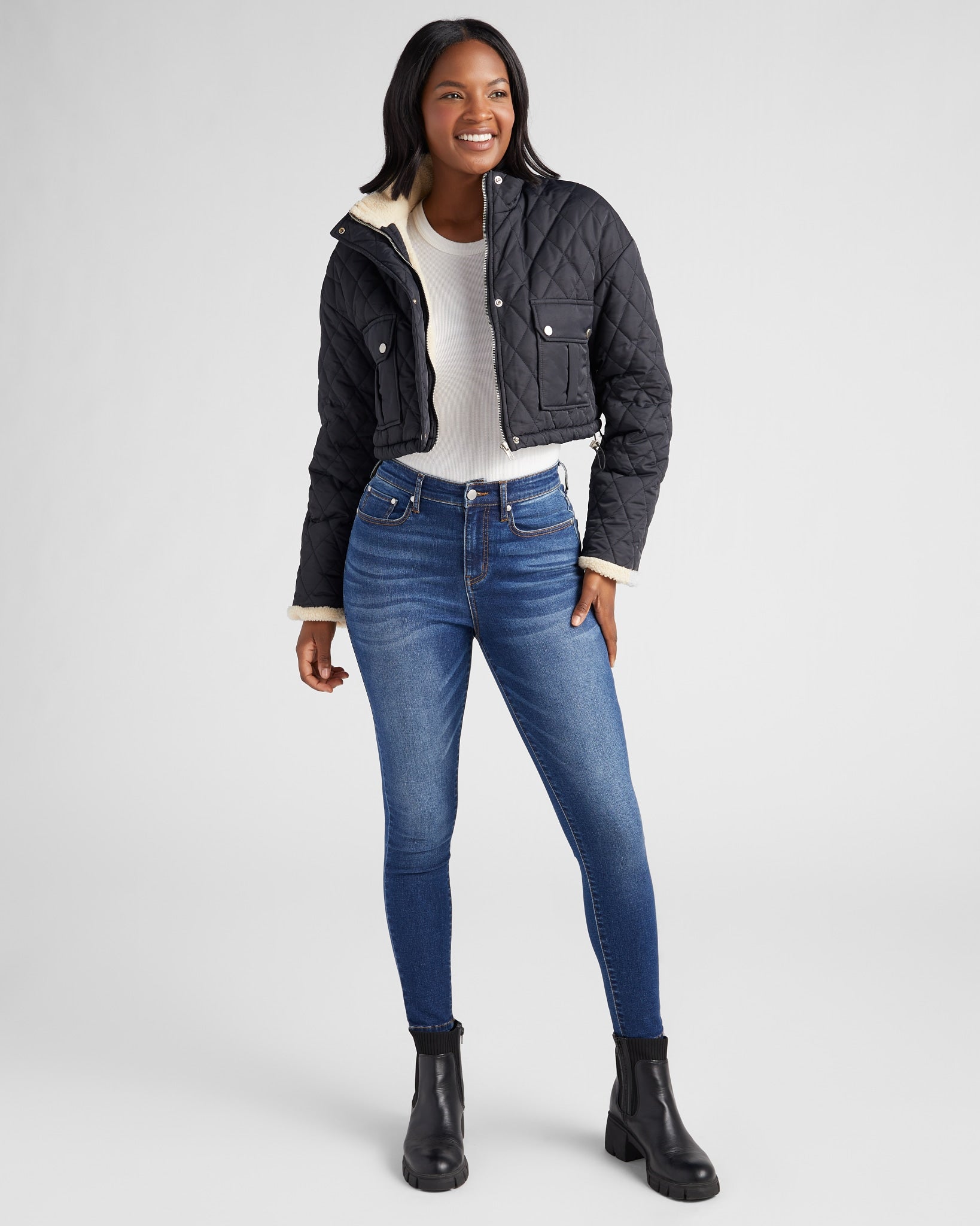 Black $|& Sadie & Sage Ashton Quilted Jacket - SOF Full Front