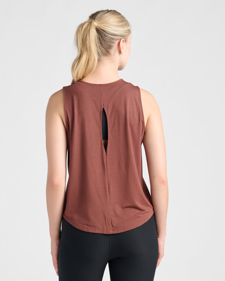 Chocolate Fondant Brown $|& Interval Keyhole Back Tank - SOF Back