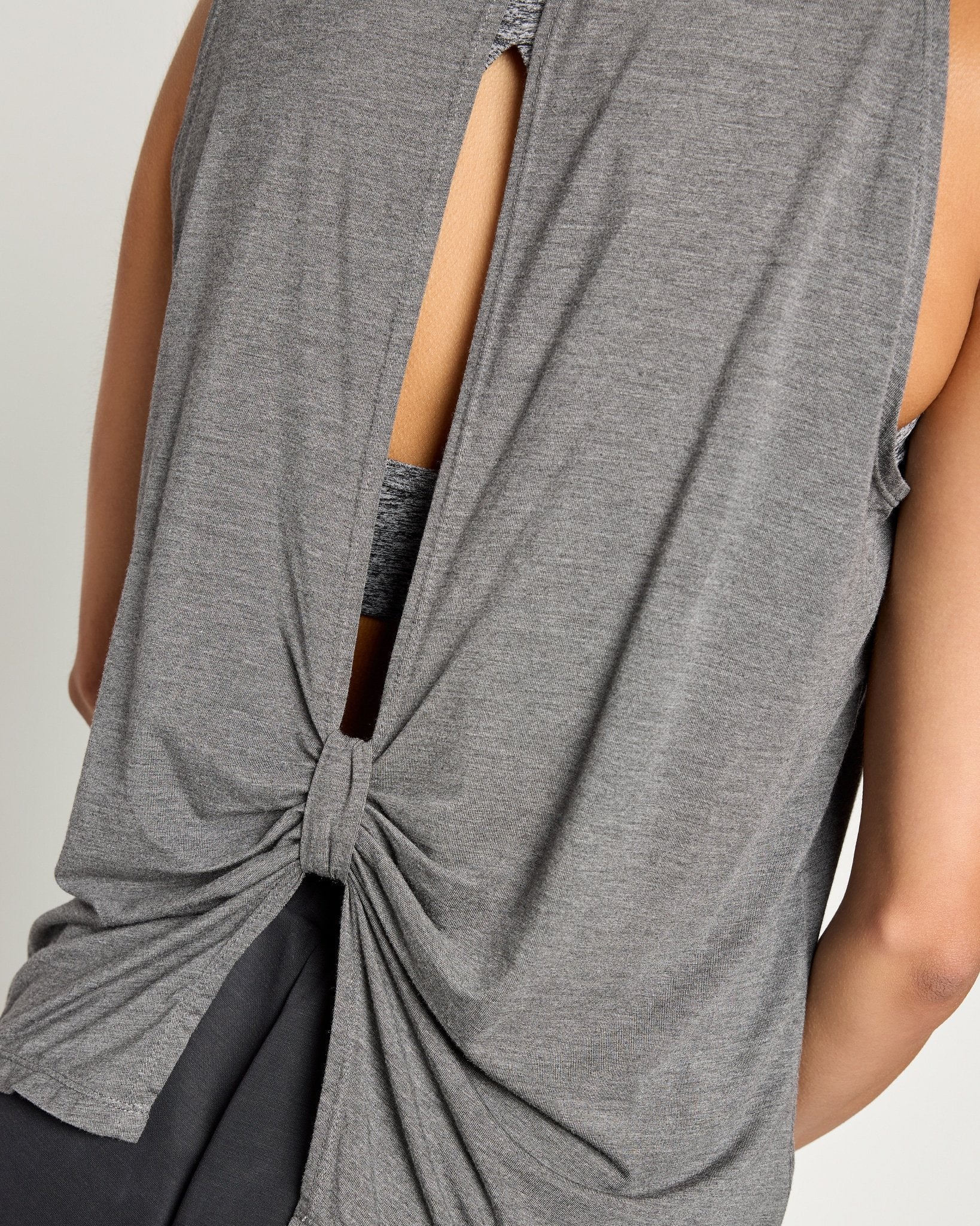 Heather Charcoal $|& Interval Split Back Tank - SOF Full Front