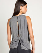Heather Charcoal $|& Interval Split Back Tank - SOF Back