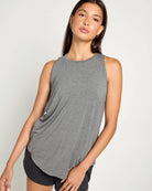 Heather Charcoal $|& Interval Split Back Tank - SOF Front