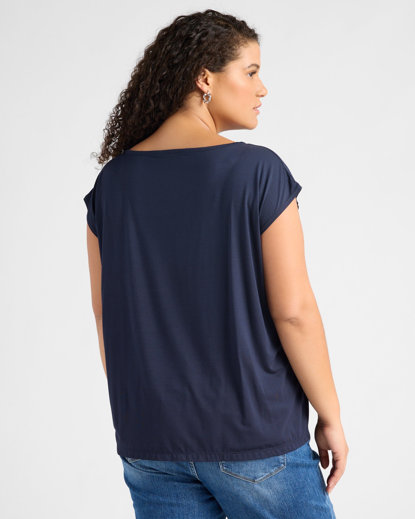 Navy $|& SEAS Brentwood Boat Neck Top - SOF Back