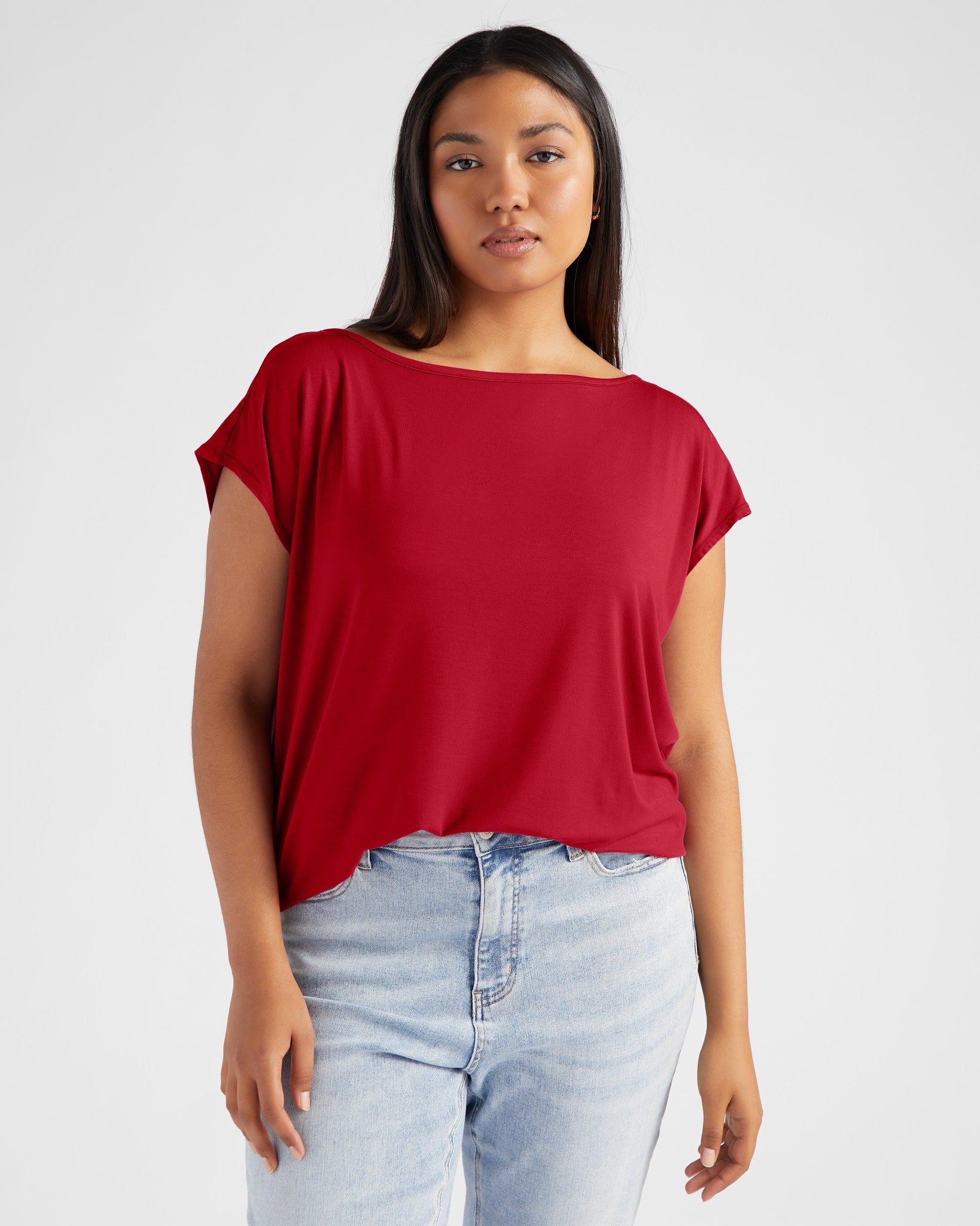 Chili Pepper $|& SEAS Brentwood Boat Neck Top - SOF Front