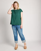 Hunter Green $|& SEAS Brentwood Boat Neck Top - UGC On Fig