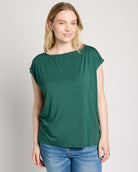 Hunter Green $|& SEAS Brentwood Boat Neck Top - SOF Front