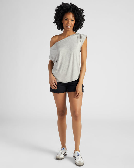 Heather Grey $|& Interval One Shoulder Jersey Tee - SOF Full Front