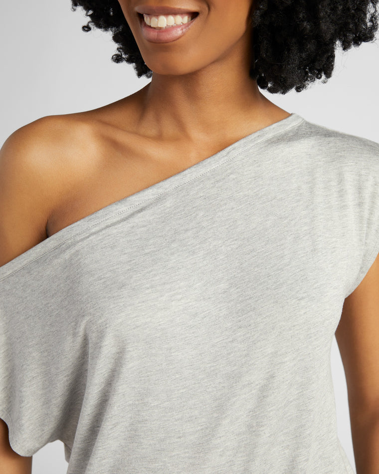 Heather Grey $|& Interval One Shoulder Jersey Tee - SOF Detail