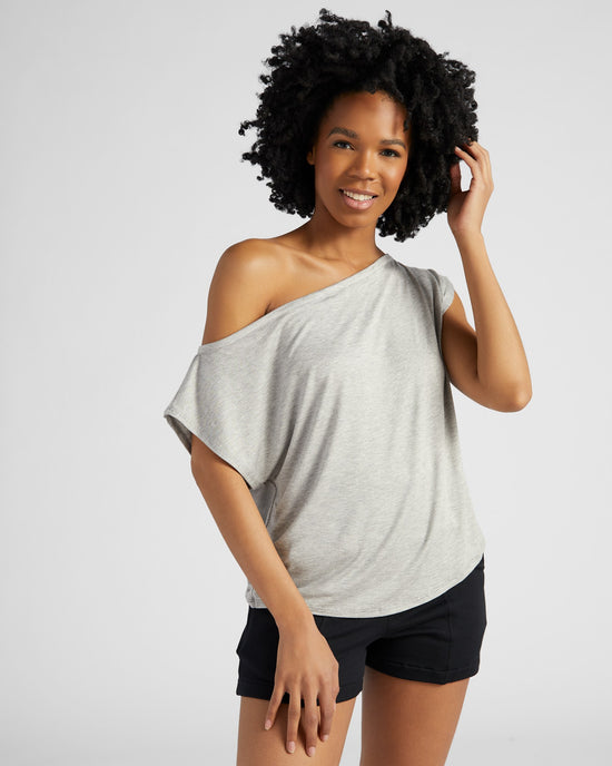 Heather Grey $|& Interval One Shoulder Jersey Tee - SOF Front