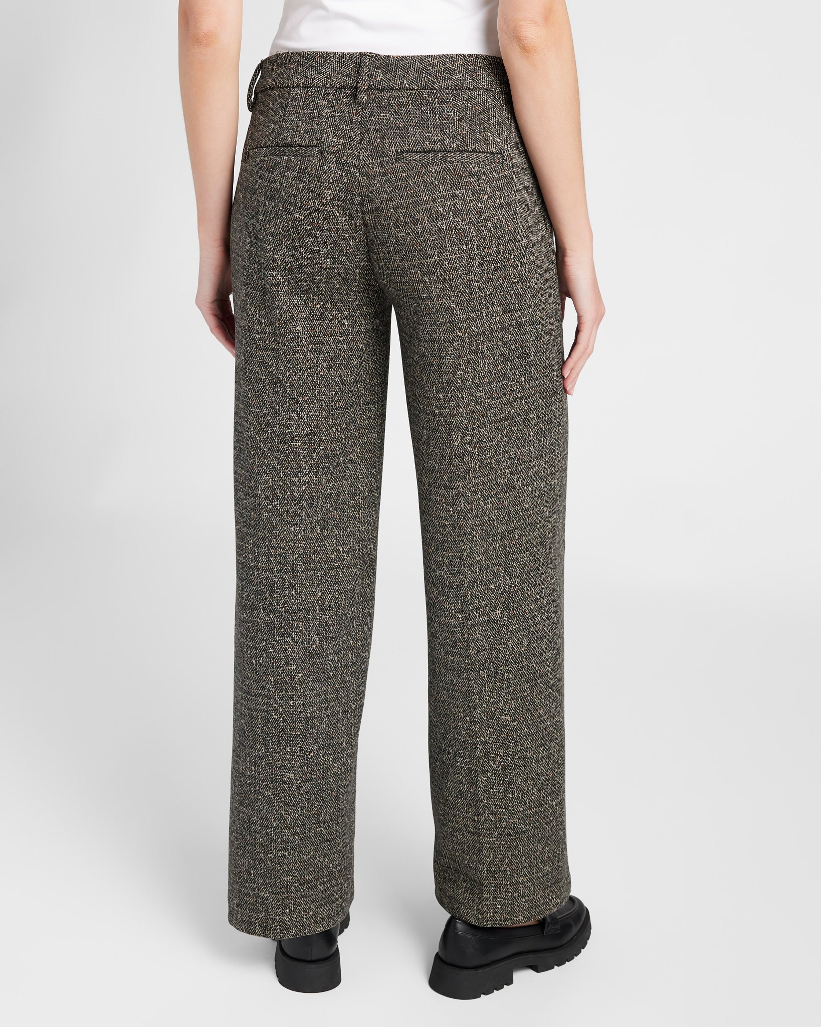 Black/Tan Herringbone $|& Liverpool Kelsey Wide Leg Trouser - SOF Back