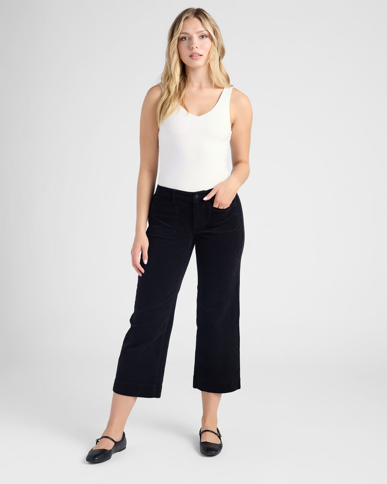 Onyx $|& Liverpool Corduroy Crop Wide Leg Pants - SOF Full Front