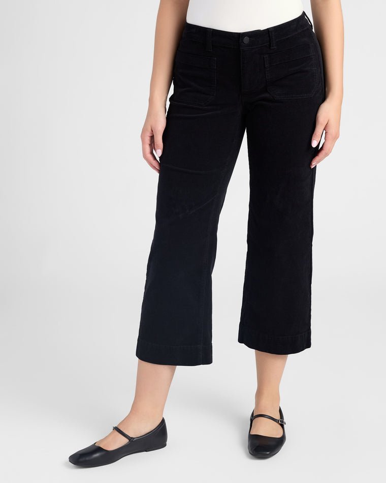 Onyx $|& Liverpool Corduroy Crop Wide Leg Pants - SOF Front