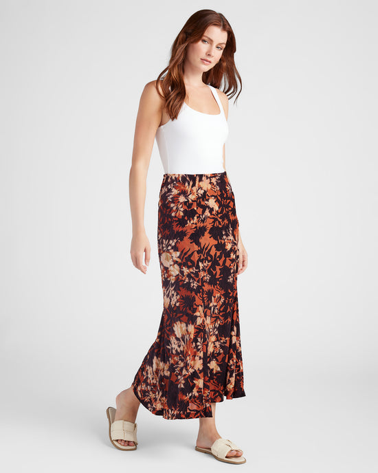 Fire Opal Burnout $|& Liverpool Velvet Pull-On Maxi Skirt - SOF Full Front