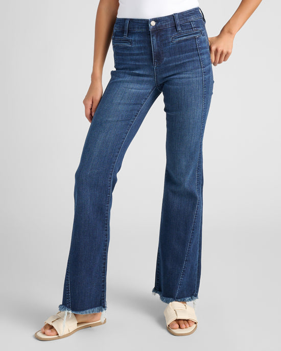 Mount Dora Blue $|& Liverpool Hannah Flare Leg Jeans with Curved Seaming - SOF Front