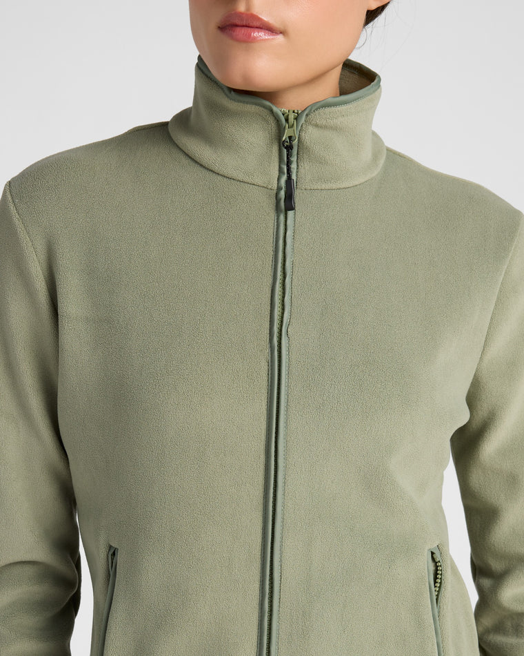 Oil Green $|& Interval Freestyle Fleece Jacket - SOF Detail