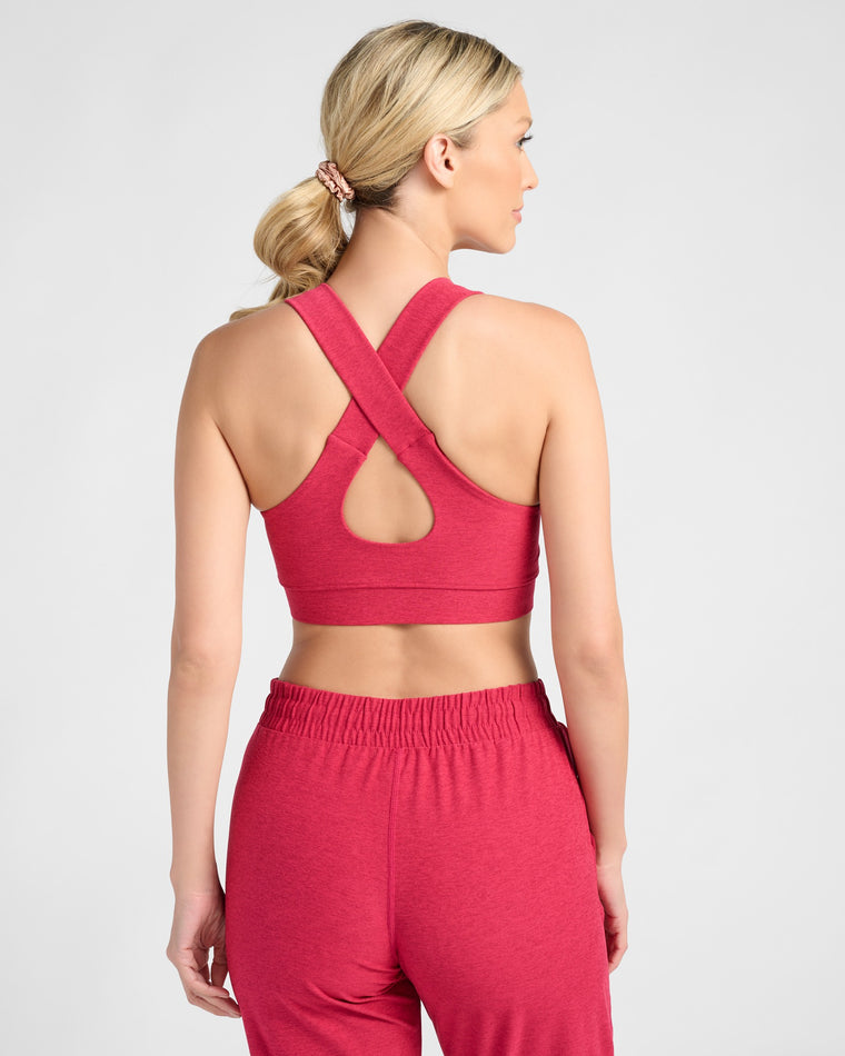 Sangria Red $|& Interval Stronger Spacedye Sports Bra - SOF Back