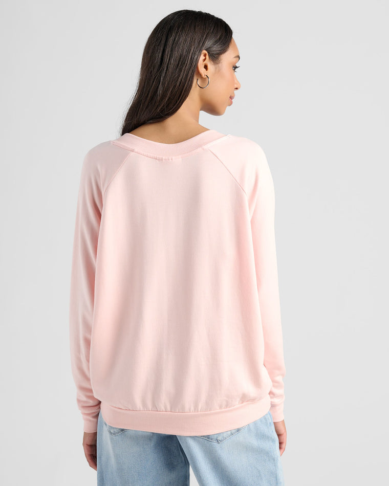 Strawberry Cream $|& 78&SUNNY Palmer Ranch Modal Fleece V-Neck Top - SOF Back