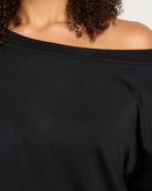 Black $|& SEAS Over The Clouds One Shoulder Top - SOF Full Front