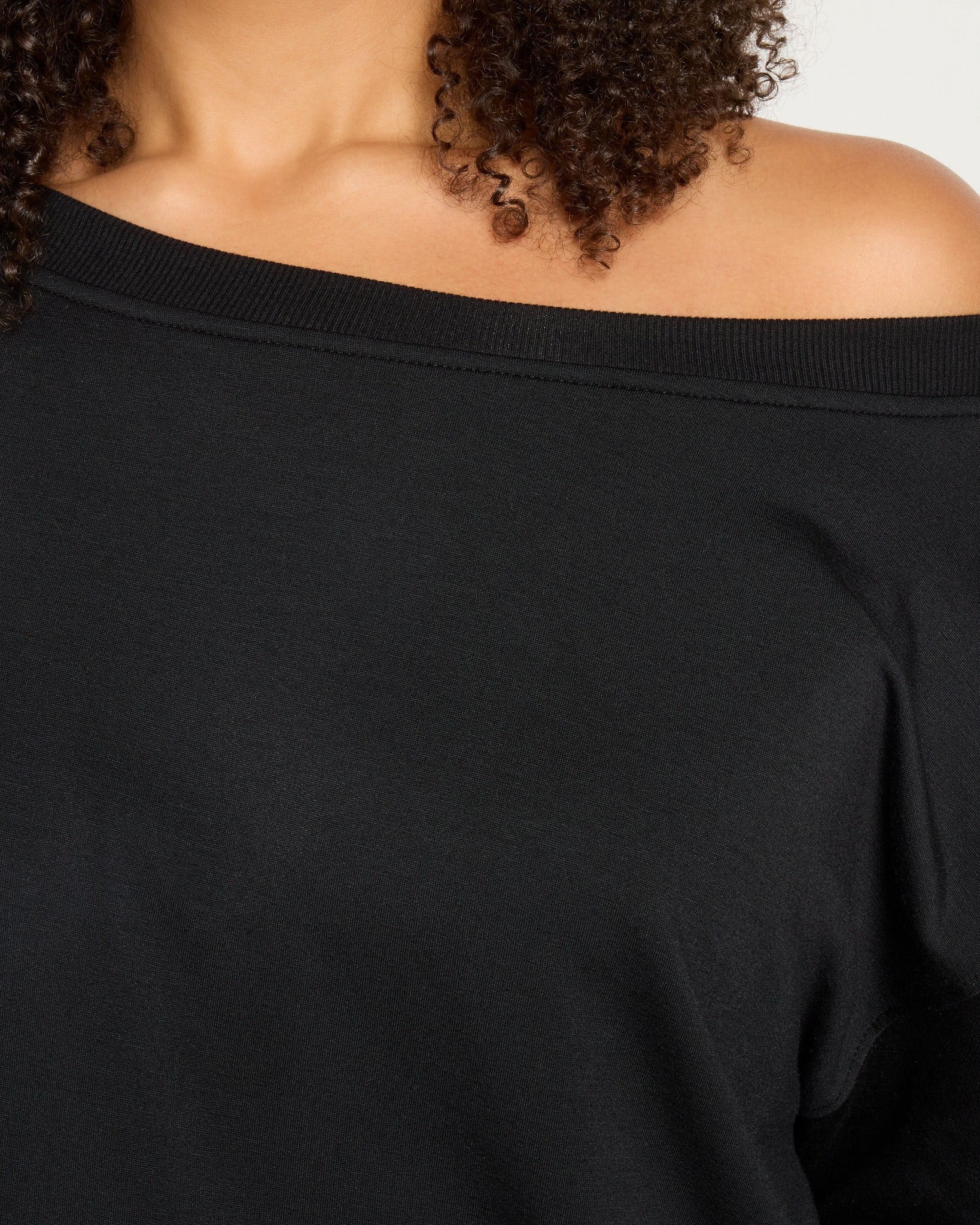 Black $|& SEAS Over The Clouds One Shoulder Top - SOF Full Front