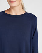 Navy $|& Interval Flex Fleece Crew - SOF Detail