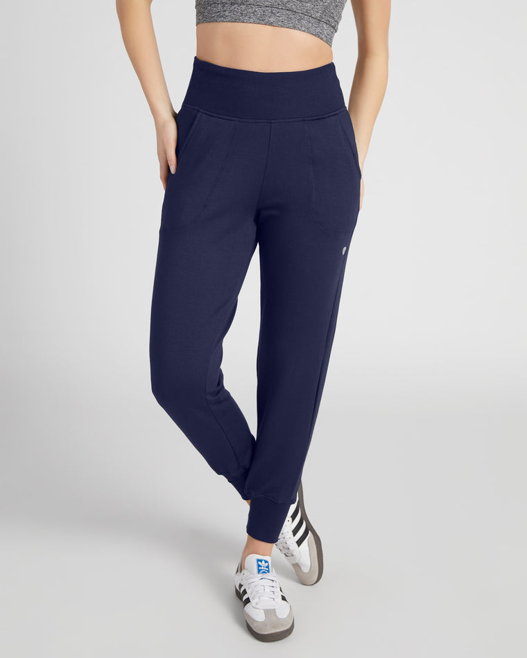 Navy $|& Interval Flex Flat Front Jogger - SOF Front