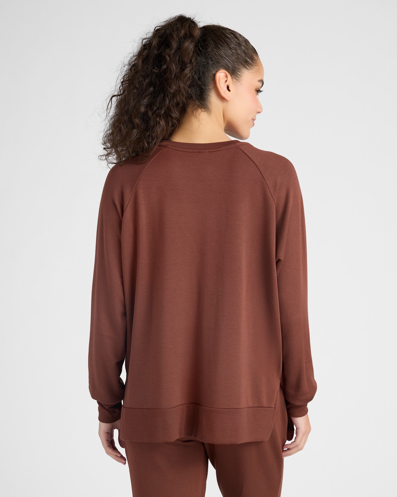 Chocolate Fondant $|& Interval Flex Fleece V-Neck Top - SOF Back