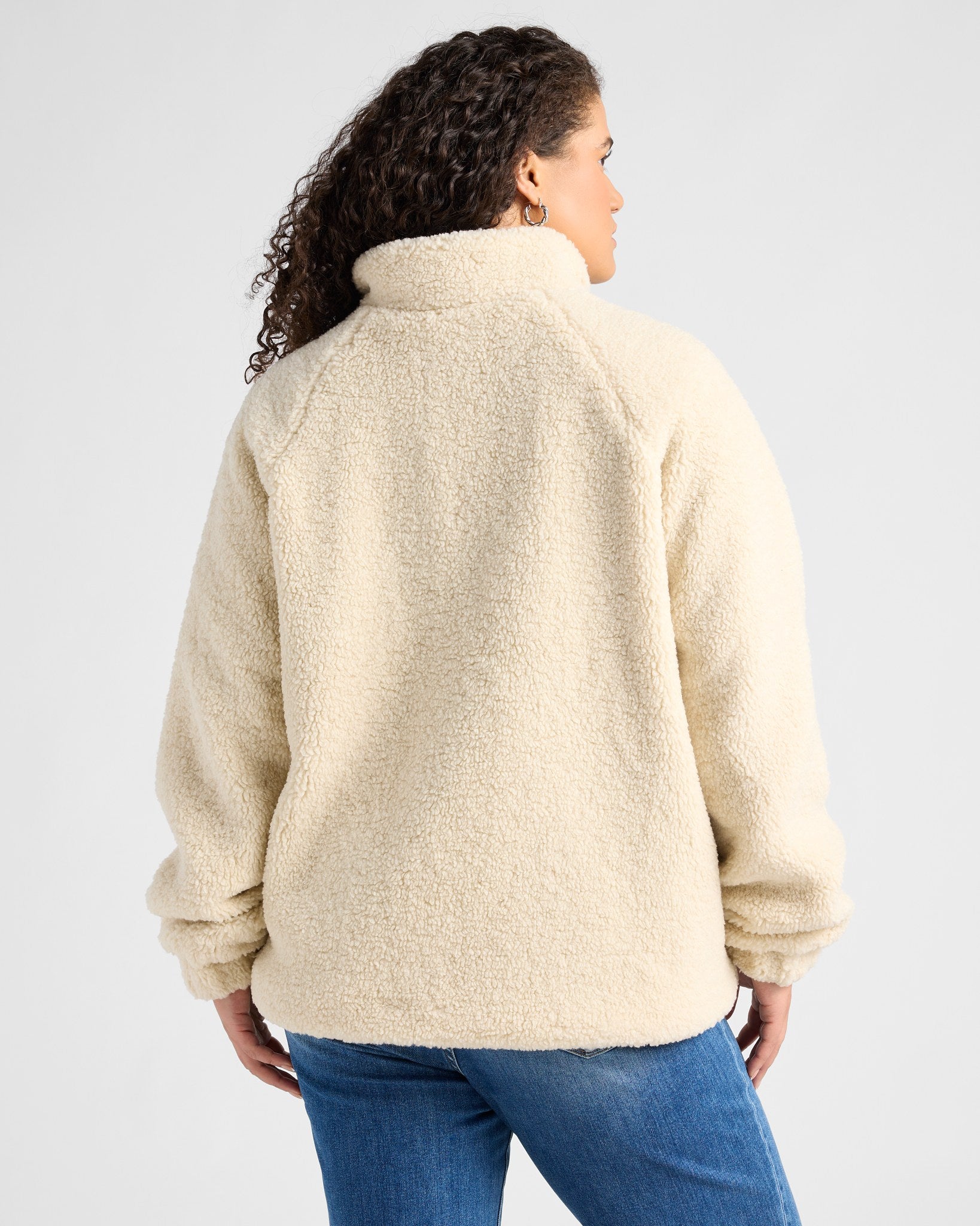 Cream/Brown $|& Herizon Sherpa Jacket withCorduroy Pocket - SOF Back