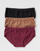 Black/Porcelain/Windsor Wine $|& Capezio Seamless Brocade Textured Hipster 3 Pack - Hanger Front