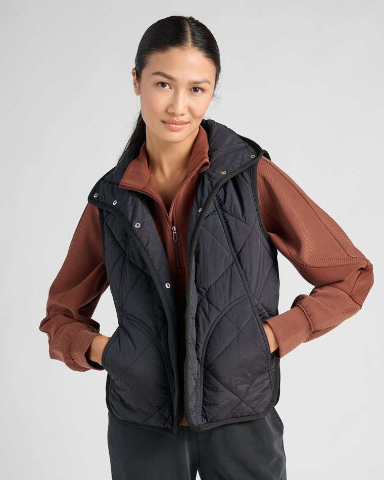 Black $|& Interval Quilted Vest - SOF Front