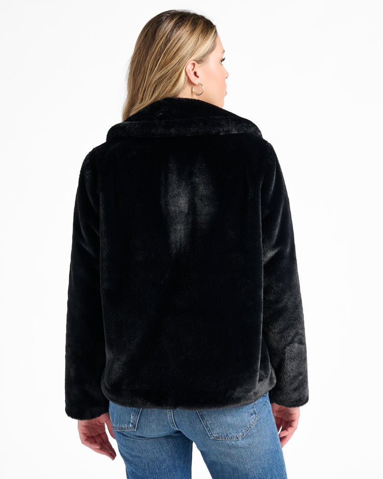 Black $|& Jaclyn Smith Faux Fur Jacket - SOF Back