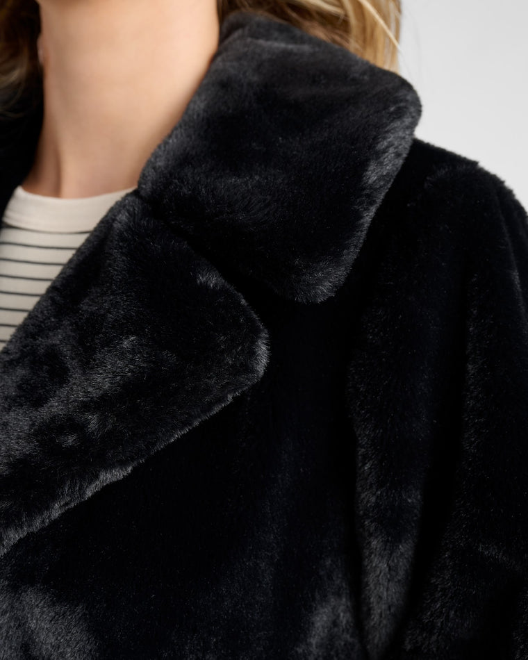 Black $|& Jaclyn Smith Faux Fur Jacket - SOF Detail