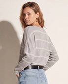Heather Grey/White $|& SEAS Crew Neck Stripe Long Sleeve - SOF Side