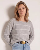 Heather Grey/White $|& SEAS Crew Neck Stripe Long Sleeve - SOF Front