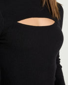 Black $|& Lili Sidonio Mock Neck Long Sleeve Dress - SOF Full Front