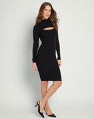 Black $|& Lili Sidonio Mock Neck Long Sleeve Dress - SOF Front