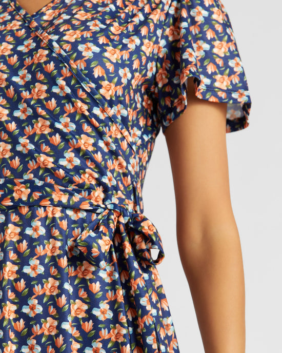 Navy Orange Floral $|& Mikarose Janae Midi Dress - SOF Detail