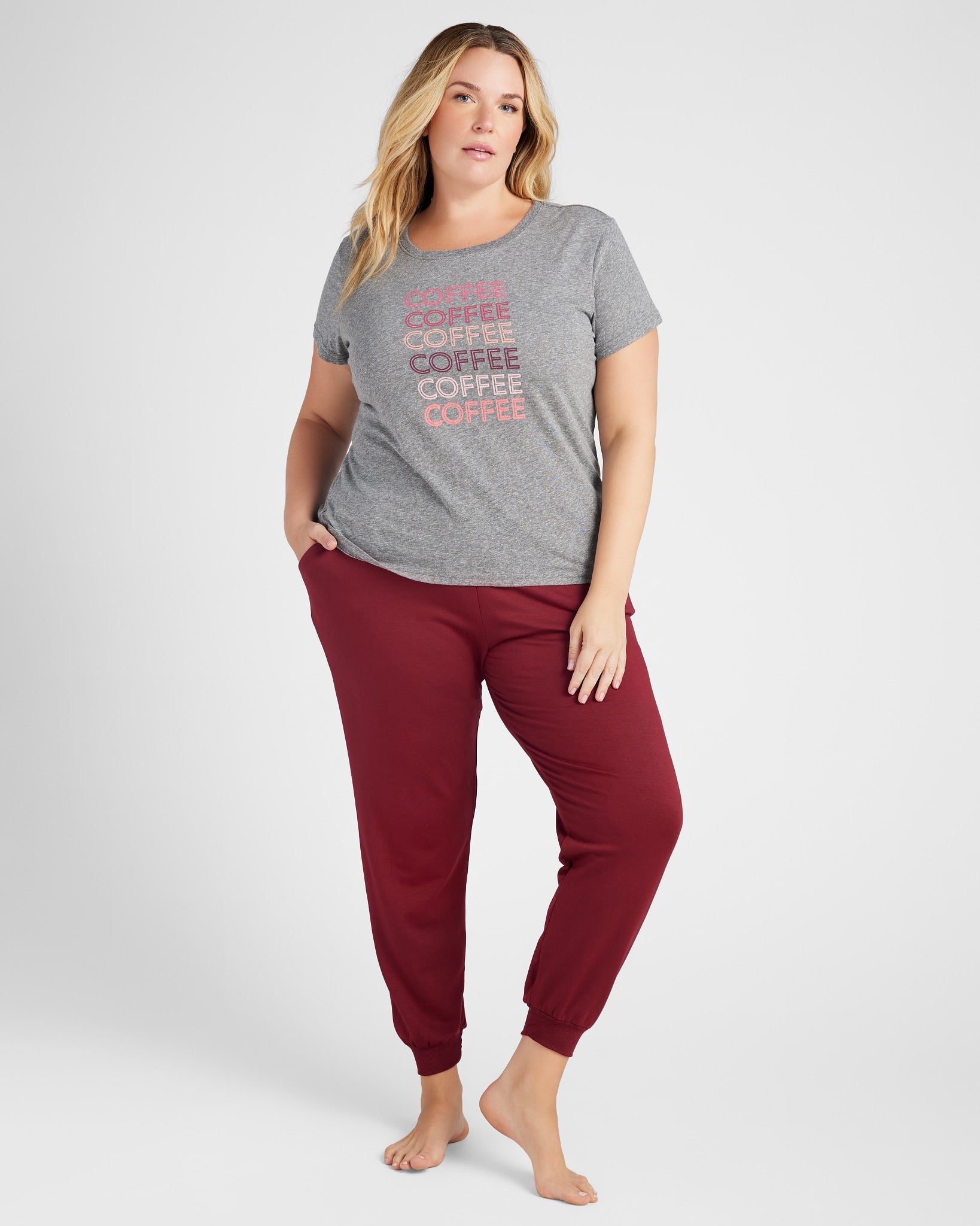 Heather Grey $|& SEAS Coffee Graphic Sleep Tee - SOF Full Front