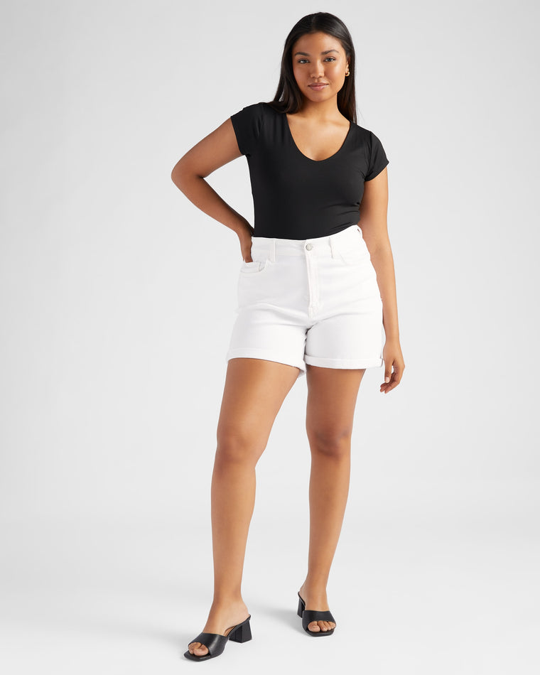 Optic White $|& Vervet High Rise Cuffed Shorts - SOF Full Front