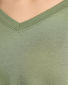Four Leaf Clover $|& Interval Flex Fleece V-Neck Top - SOF Detail