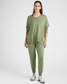 Four Leaf Clover $|& Interval Flex Fleece V-Neck Top - SOF Full Front