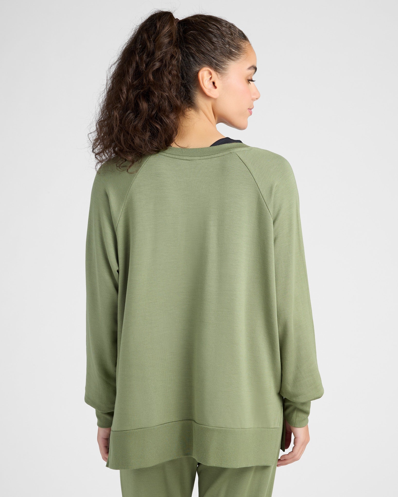 Four Leaf Clover $|& Interval Flex Fleece V-Neck Top - SOF Back