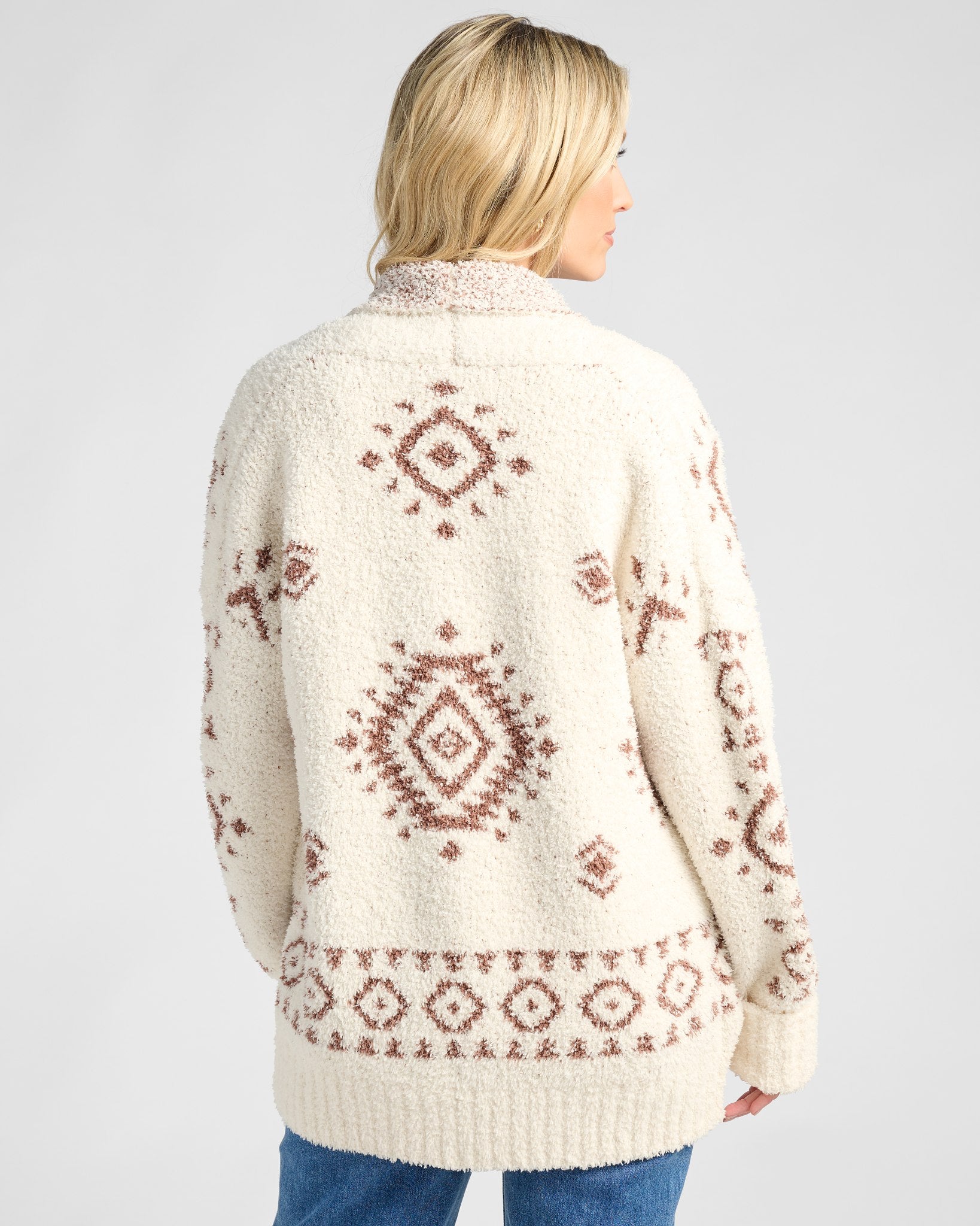 Cream Aztec $|& Herizon Aztec Cozy Jacquard Cardigan - SOF Back