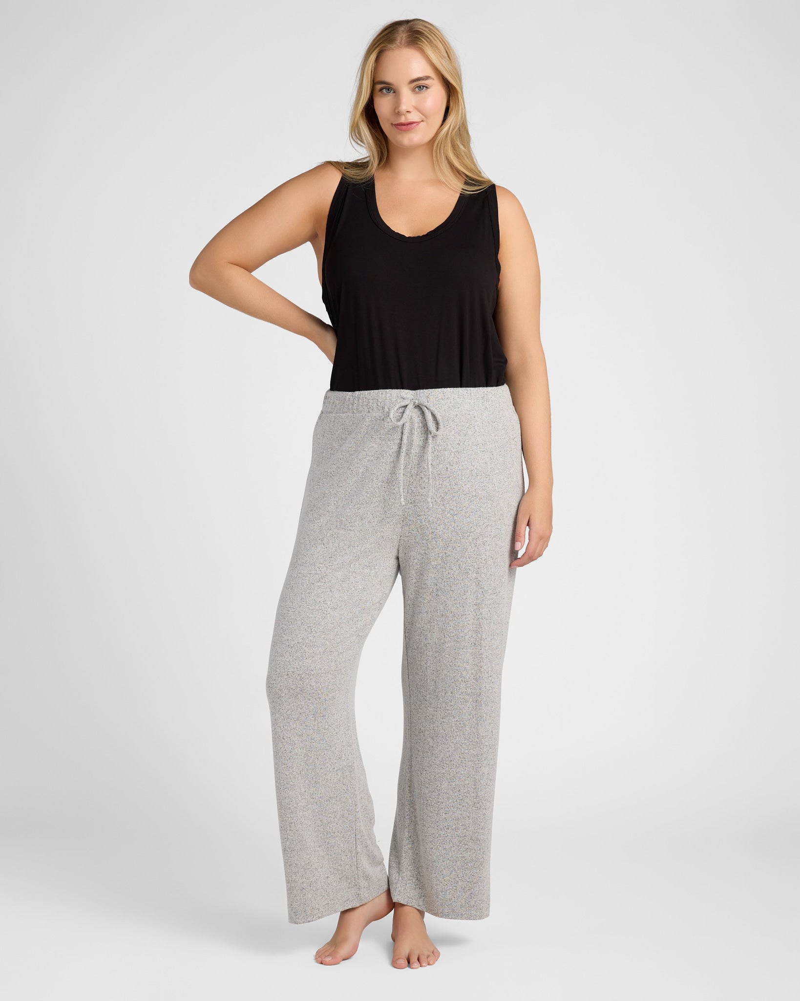 Heather Grey $|& SEAS Heathered Shoreline Hacci Lounge Pant - SOF Full Front
