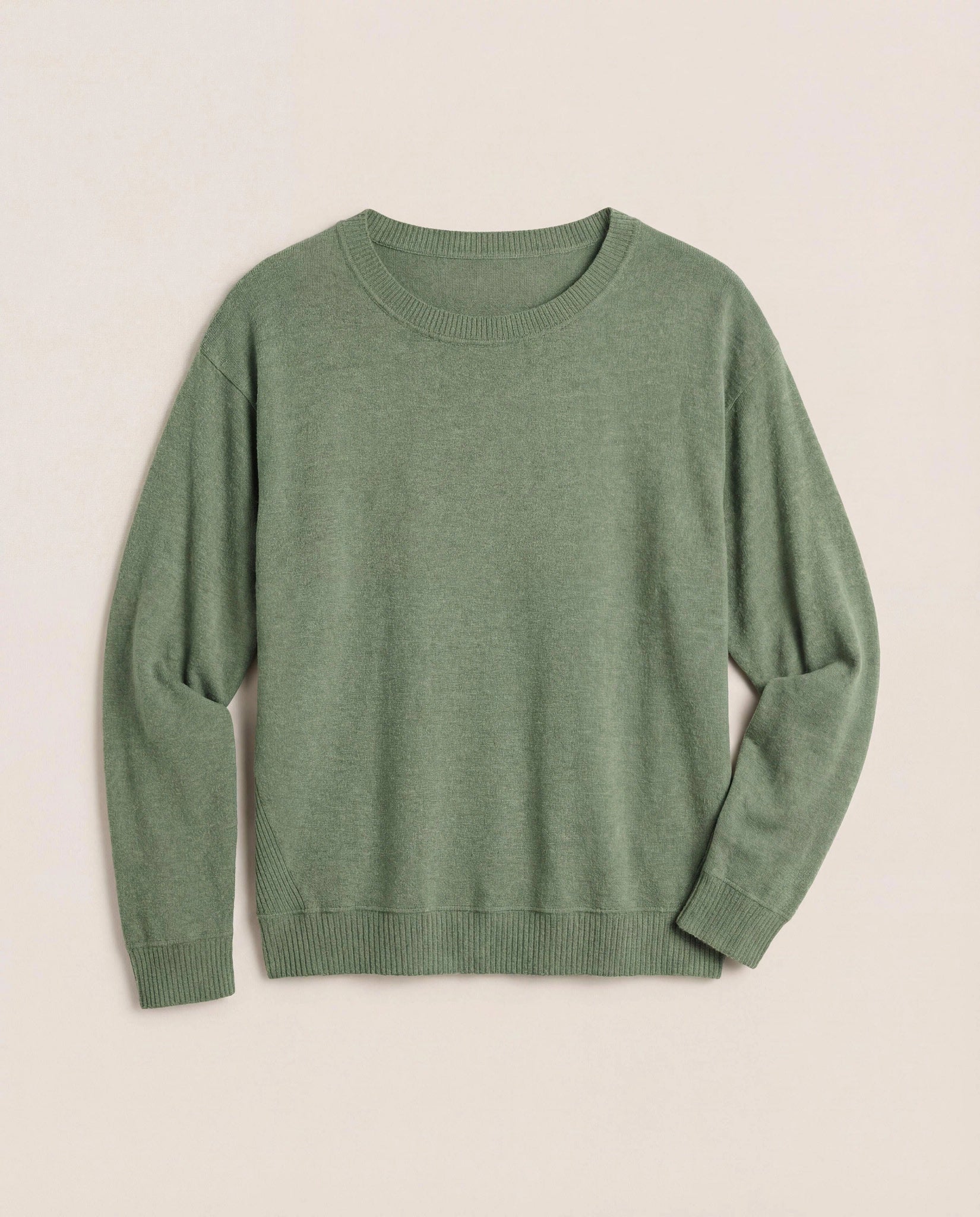Heather Olive $|& SEAS Shoreline Hacci Crew - Hanger Detail
